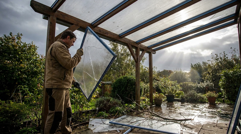 Terrassendach nach Sturm ersetzen Polycarbonat