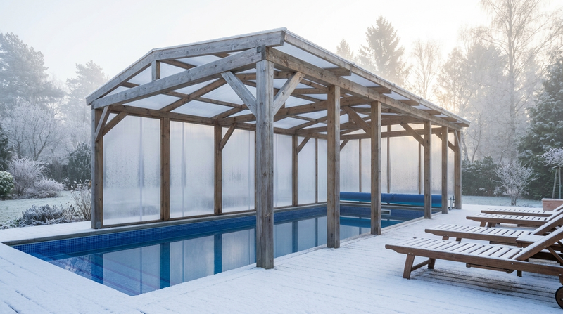 Pool-Winterabdeckung DIY: mit Stegplatten trockenen Pool schaffen