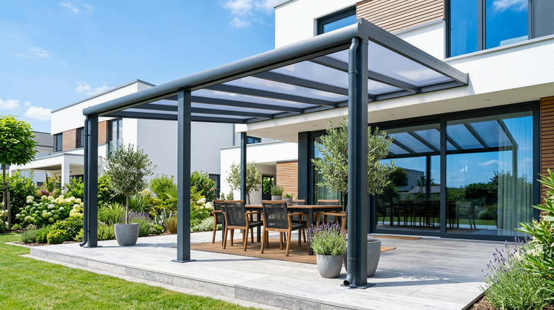 Terrasse überdachen ohne Bohren – die freistehende Lösung
