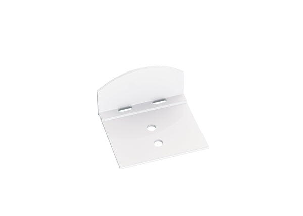 Abschluss-/Haltewinkel halbrund für 10mm HKP+PVC-Klemmprofil A4 - Weiß pulverbeschichtet