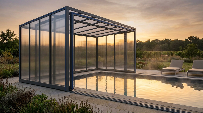 Pool-Überdachung selber bauen — welche Bauplatte hält Chlor & Sonne aus