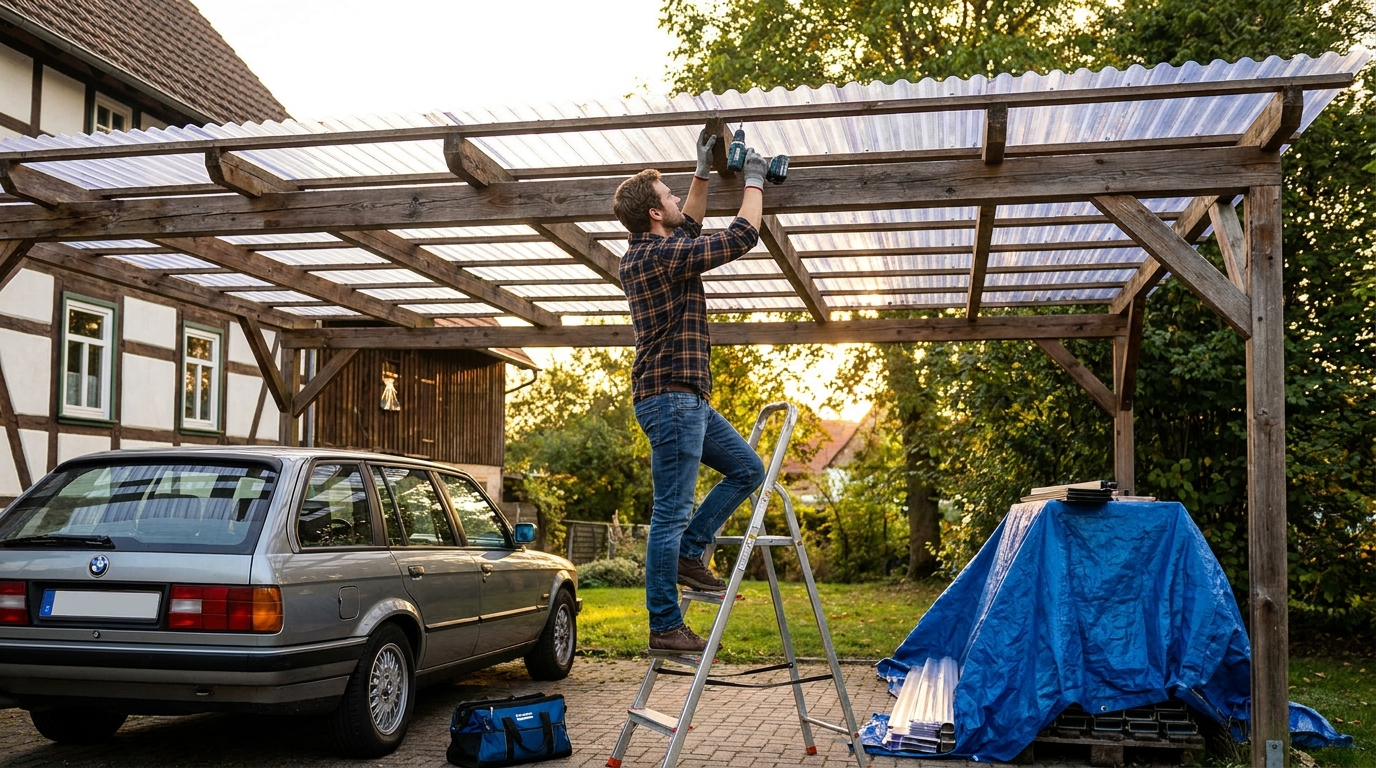 Carport-Nachrüstung mit Polycarbonat-Wellplatten — BIWO Bauwelt