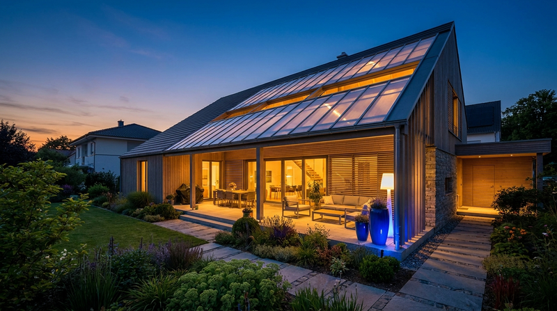 Modernes Einfamilienhaus mit elegantem Polycarbonat-Terrassendach — BIWO Bauwelt