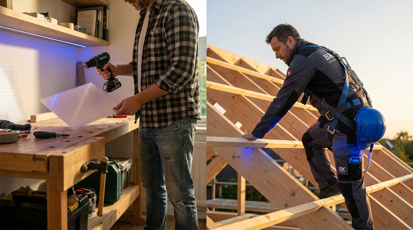 DIY-Heimwerker und Handwerker beim Terrassendach-Bau — BIWO Bauwelt