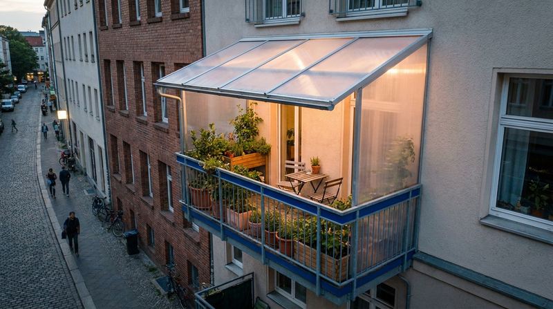 Balkondach-Verglasung: Bauplatten für den kleinen Balkon