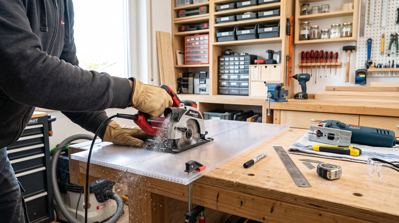 Stegplatten schneiden mit Kreissäge und Stichsäge