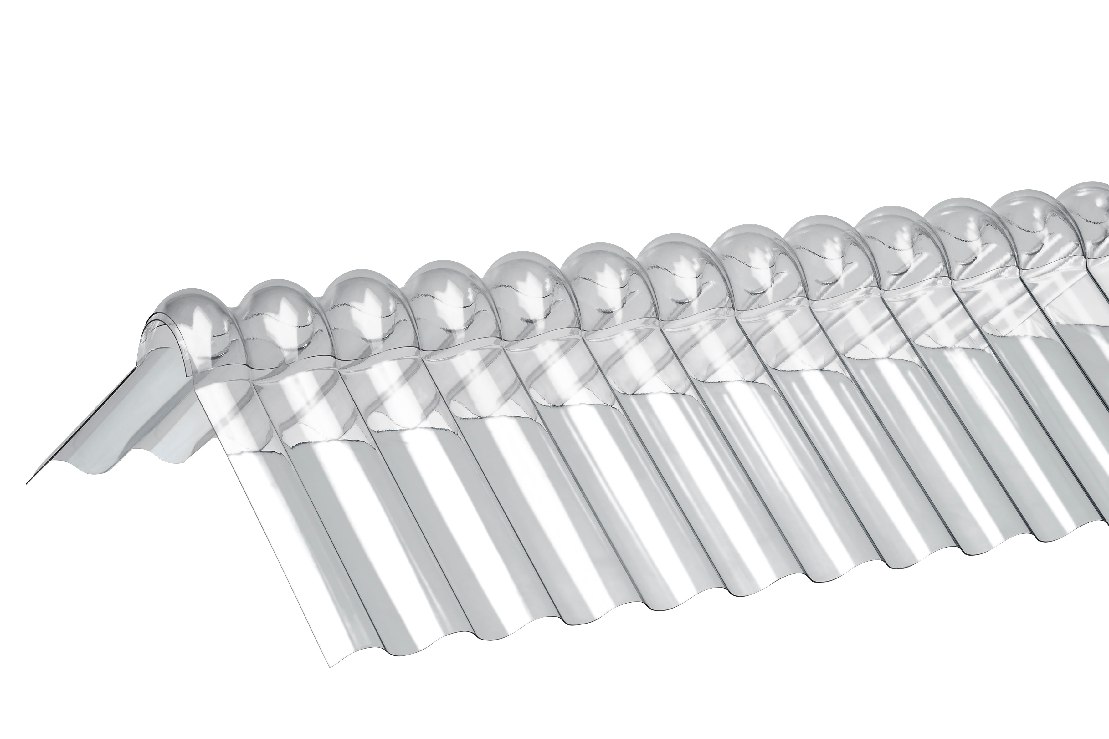 Wellfirsthaube Sinus 76/18 – 280mm Breite, Klar