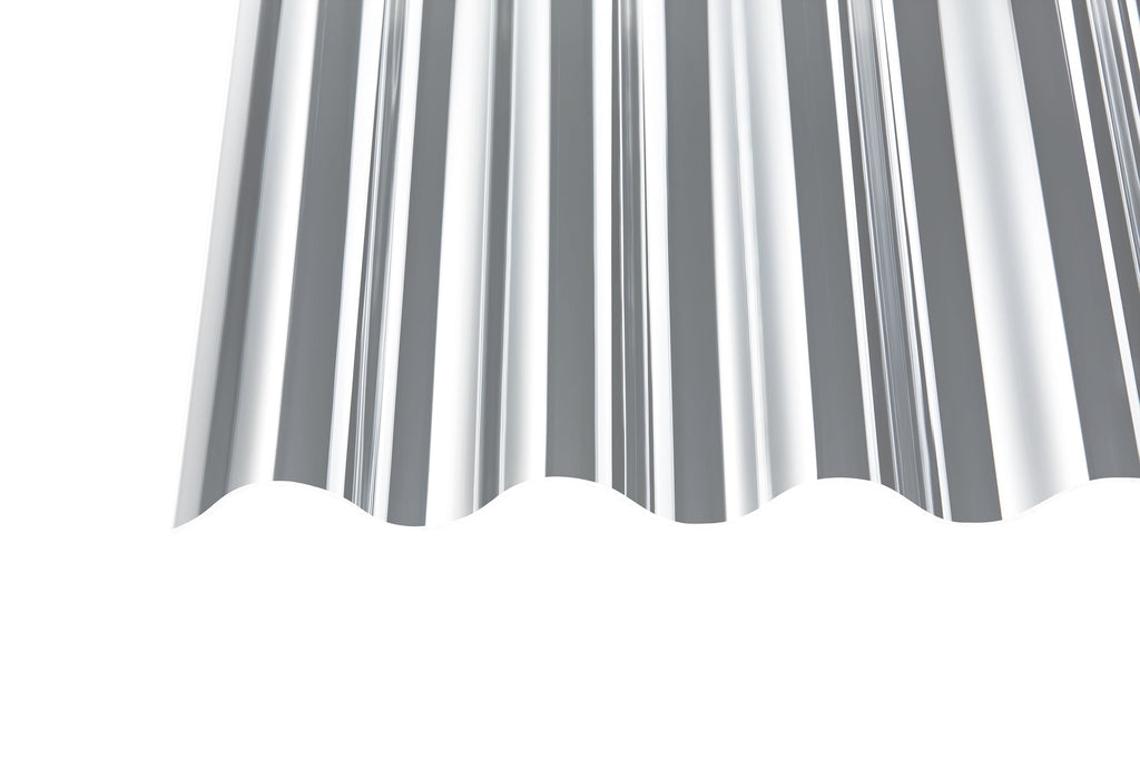 Acryl Profilplatten glatt P8 130/30 – 3mm, 1000mm Breite, Klar – Produktbild freigestellt