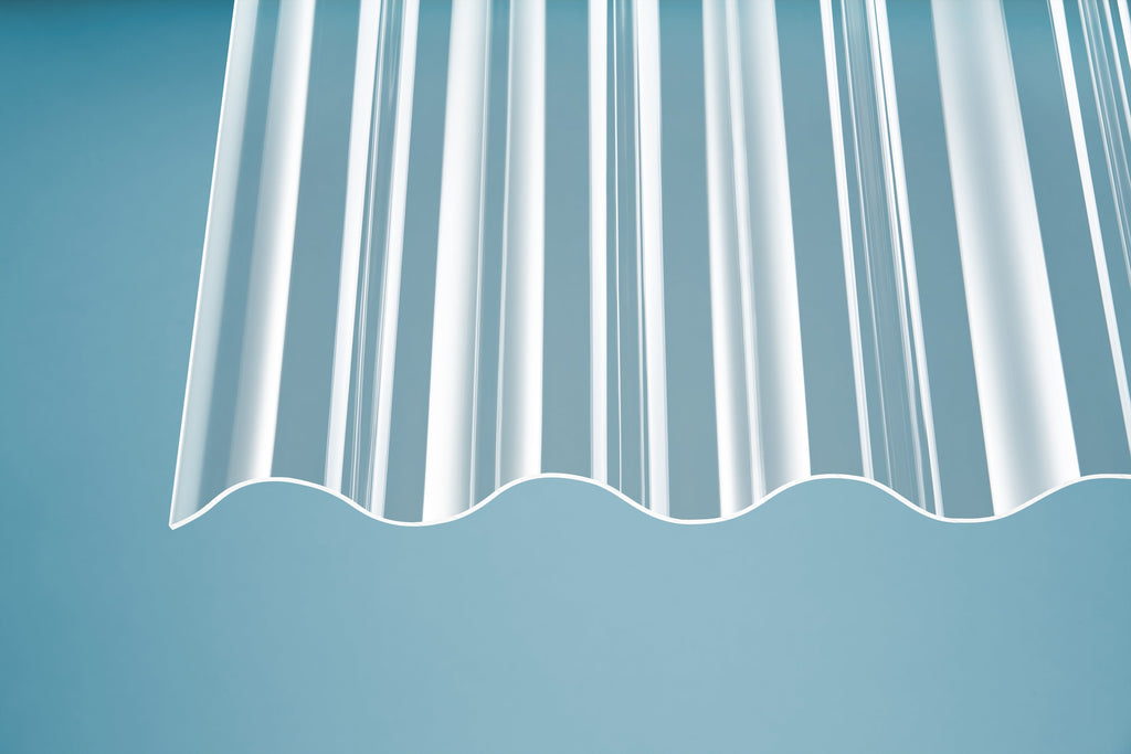 Acryl Profilplatten glatt P8 130/30 – 3mm, 1000mm Breite, Klar – Produktansicht 3