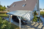 Carport Deluxe aus Aluminium mit Echtglas-Bedachung