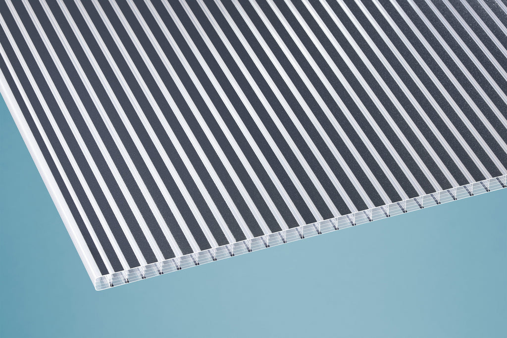 Stegplatte Polycarbonat Gestreift 16 "Zebrastyle" – Anthrazit /Klar – 16mm, 980mm Breite, Klar / anthrazit – Produktansicht 5