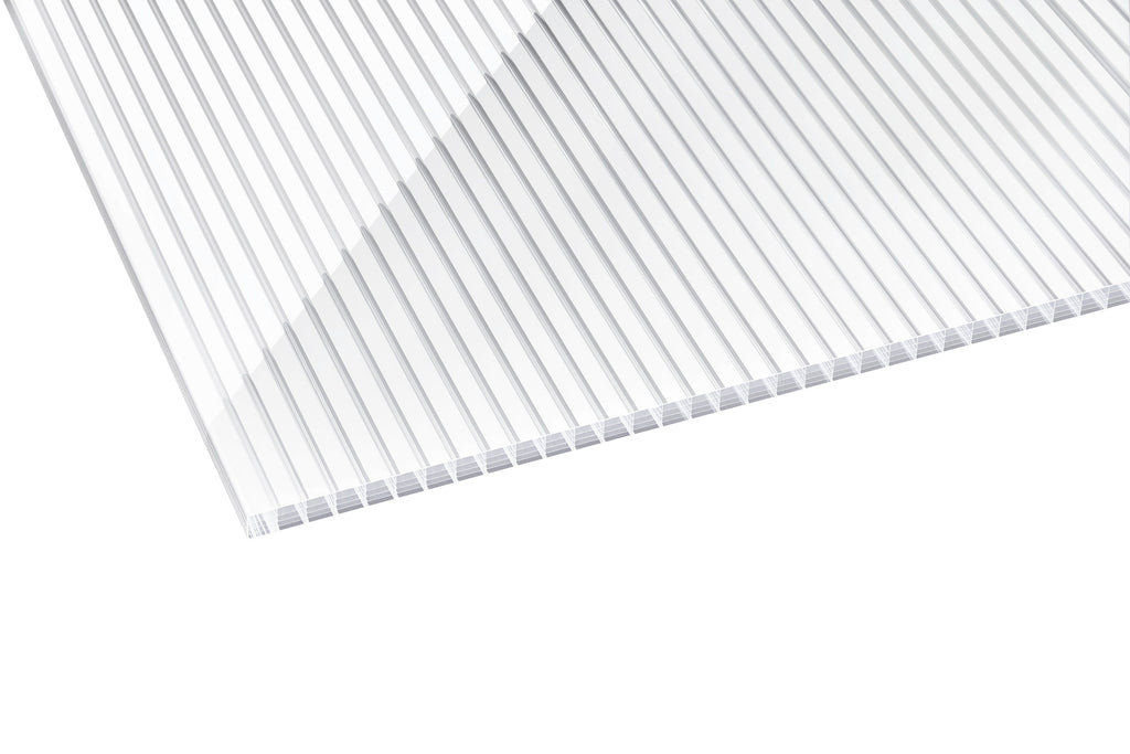 Stegplatte Polycarbonat Gestreift 16 "Zebrastyle" – Weiß / kar – 16mm, 980mm Breite, Klar / weiß kaufen – Produktbild freigestellt