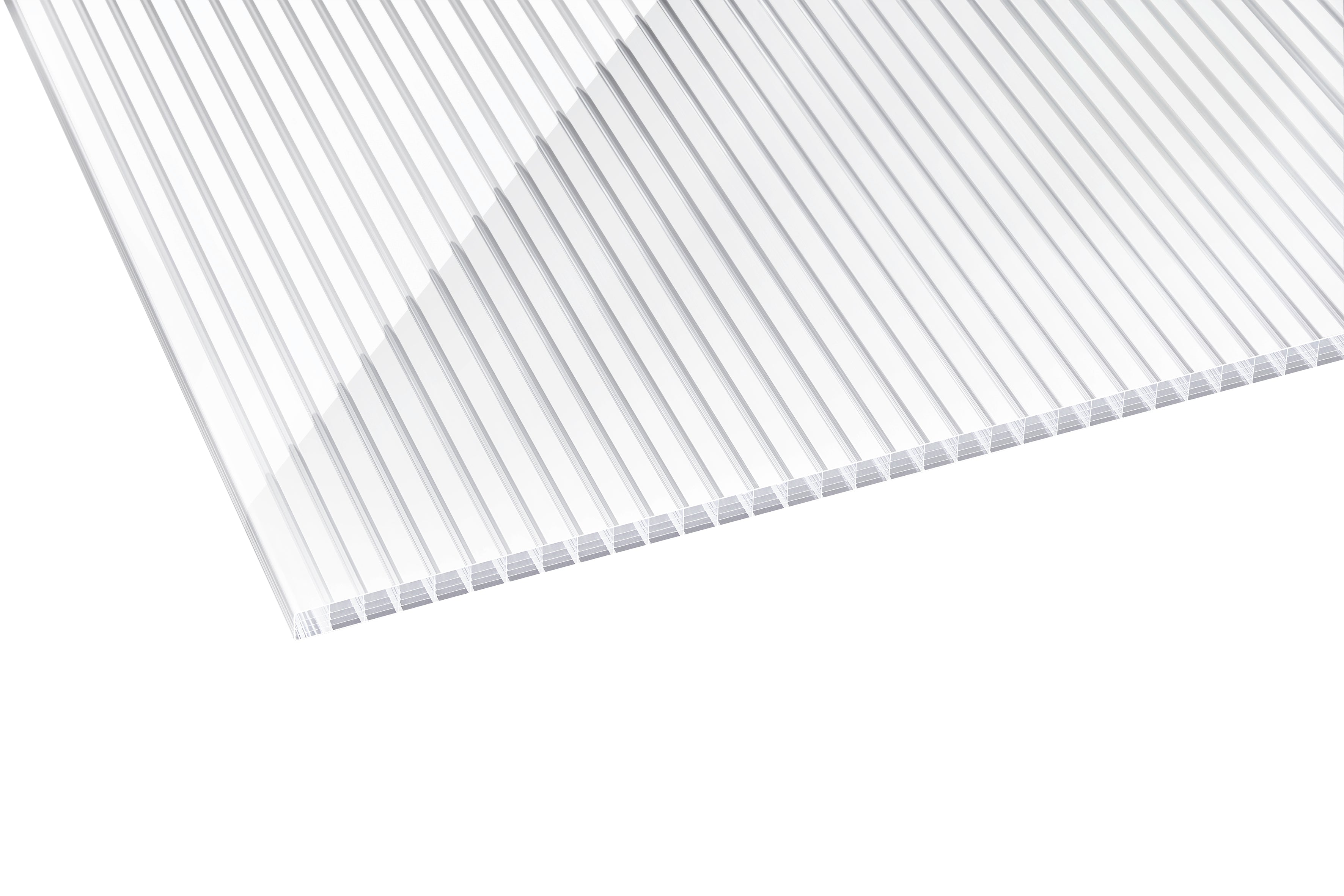 Stegplatte Polycarbonat Gestreift 16 "Zebrastyle" – Weiß / kar – 16mm, 980mm Breite, Klar / weiß kaufen – Produktbild freigestellt