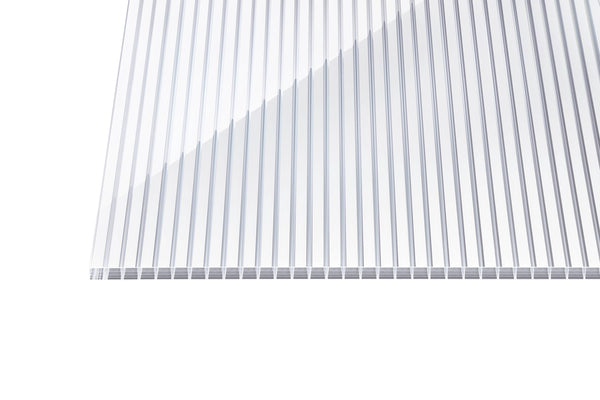 Stegplatte Polycarbonat Gestreift 16 "Zebrastyle" – Weiß / kar – 16mm, 980mm Breite, Klar / weiß