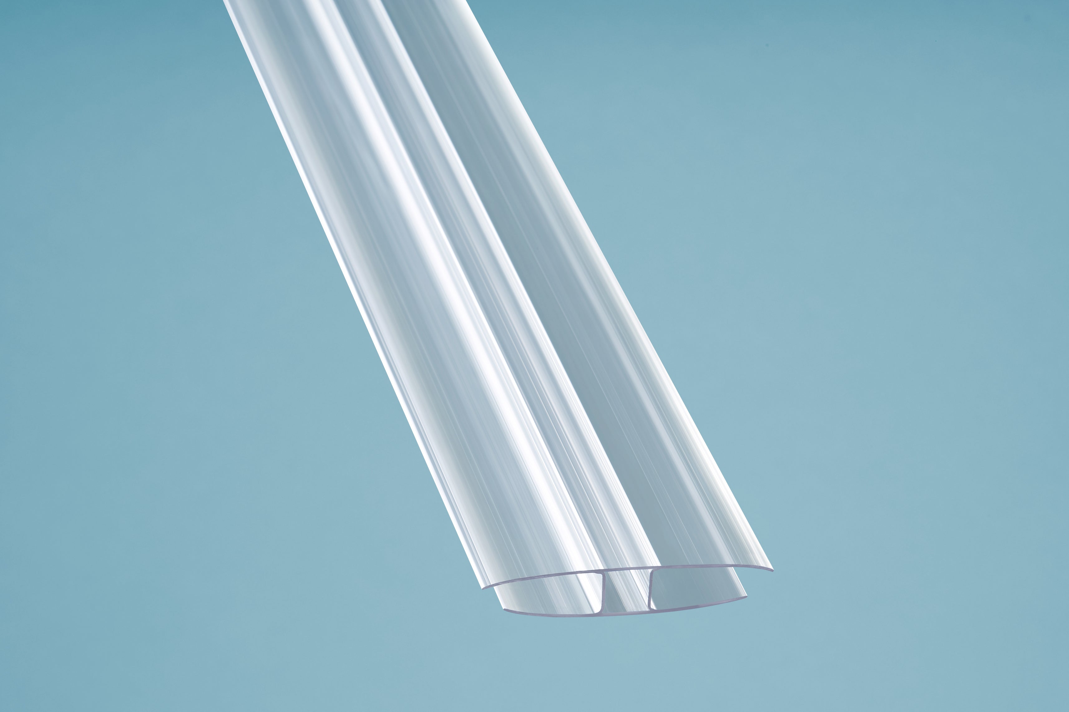 Polycarbonat H Profil 10mm – 72mm Breite, Transparent – Produktansicht