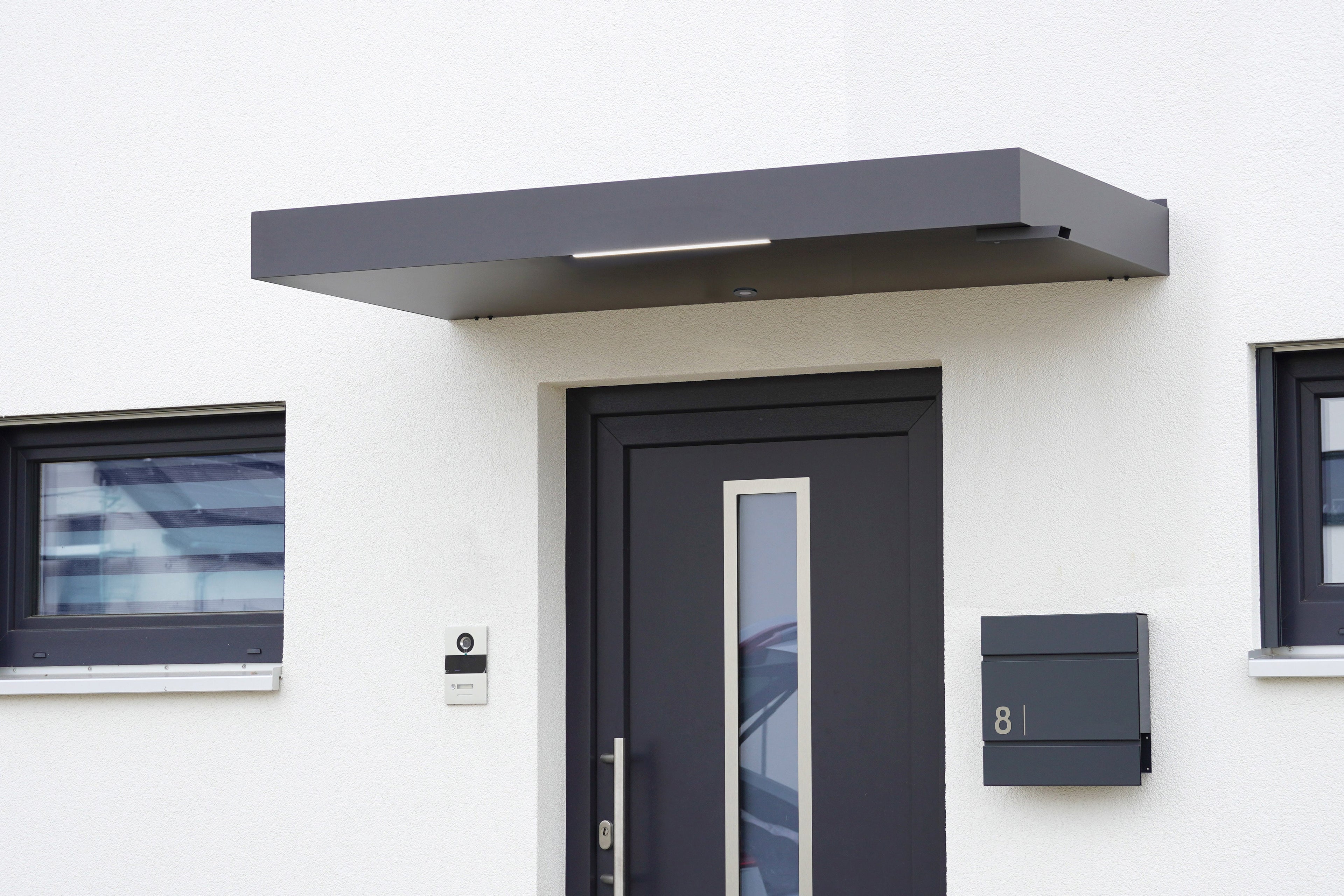 Haustürvordach Hamburg Extra aus Aluminium anthrazit