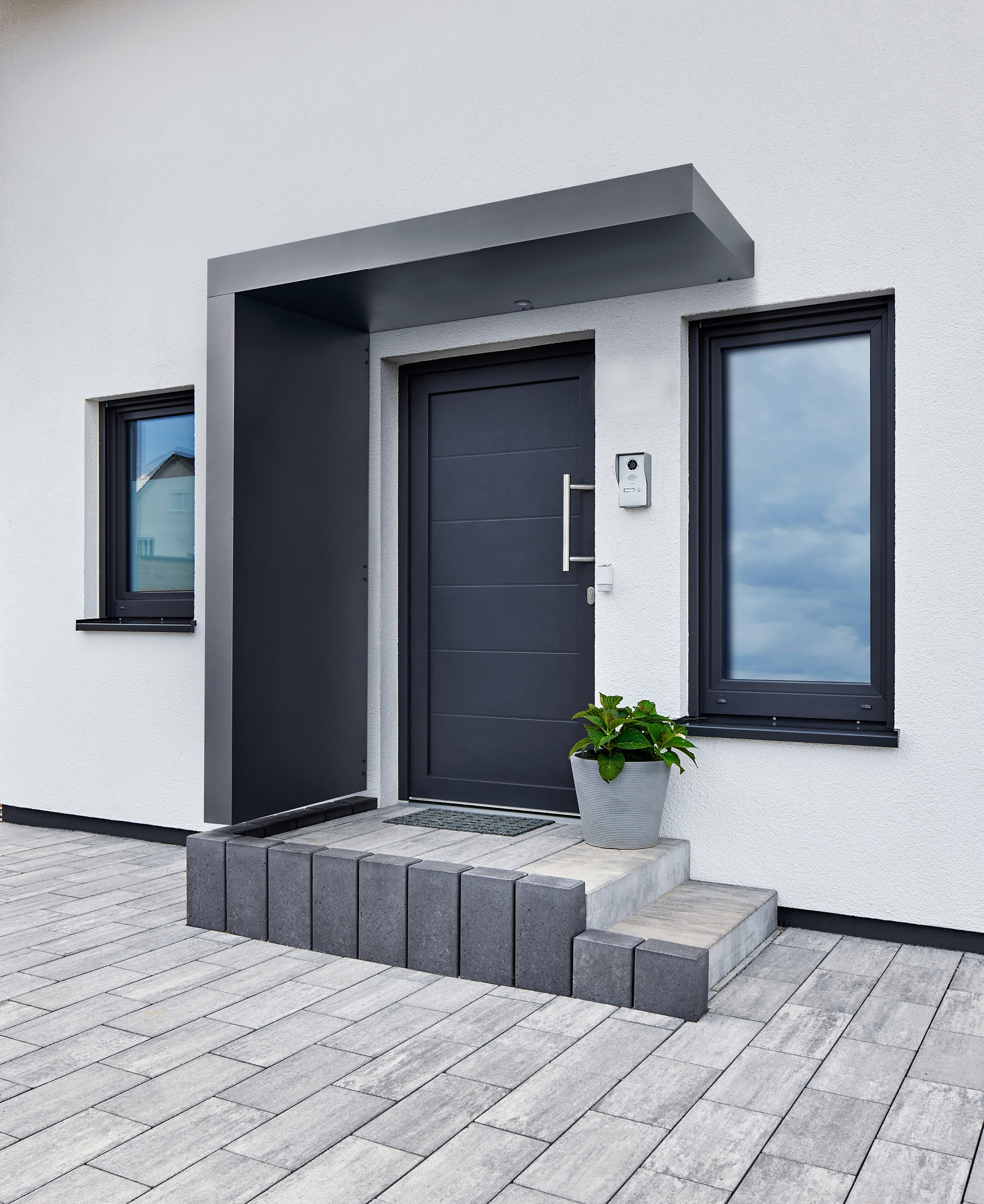 Haustürvordach Hamburg Extra aus Aluminium anthrazit