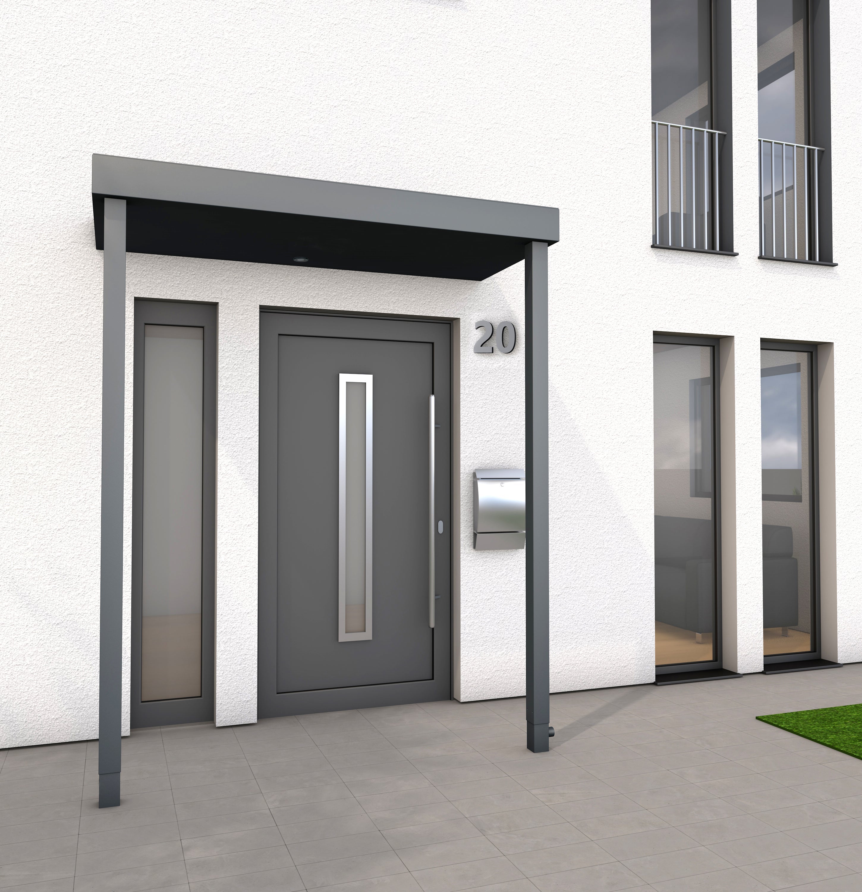 Haustürvordach Hamburg Extra aus Aluminium anthrazit