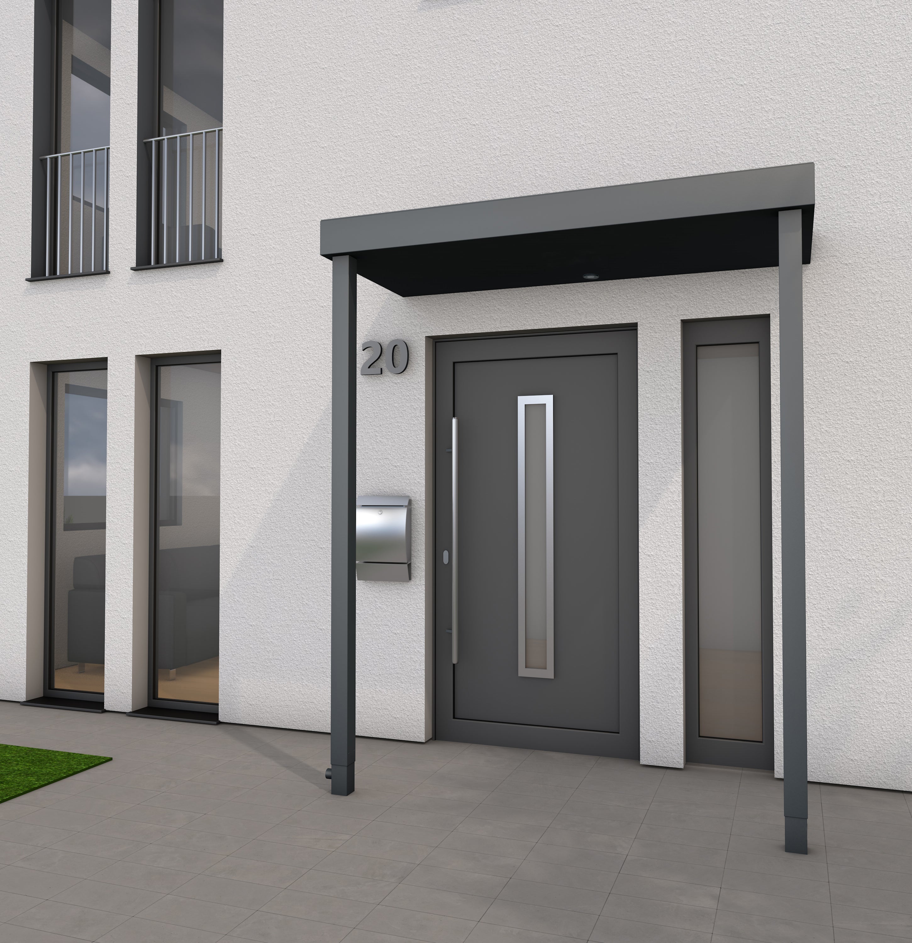 Haustürvordach Hamburg Extra aus Aluminium anthrazit