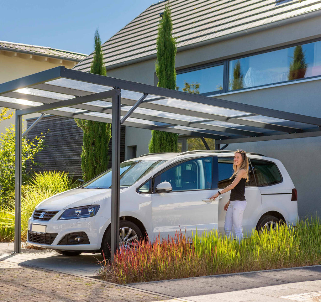 Carport Deluxe Aluminium anthrazit mit Stegplatten