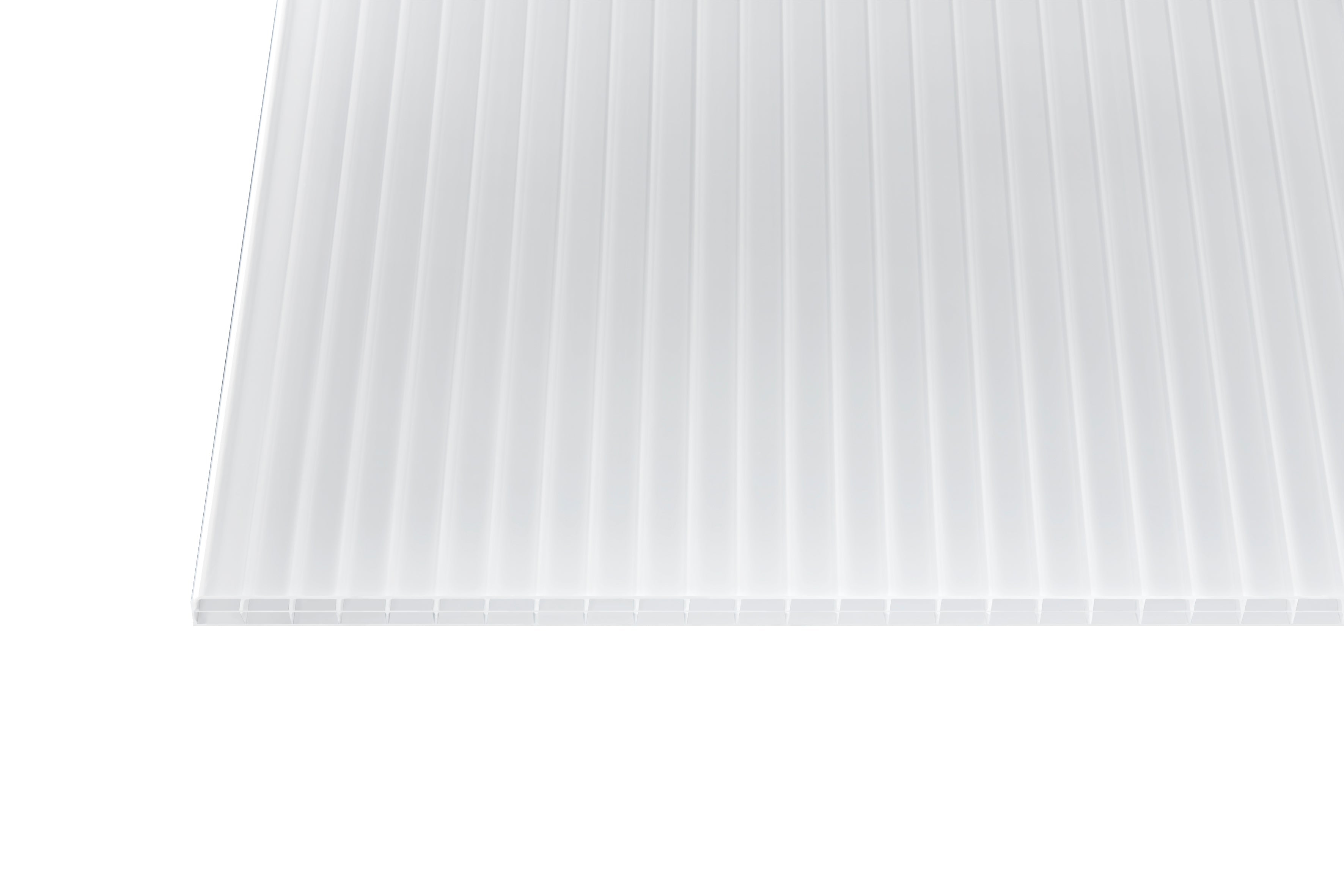 Stegplatte Polycarbonat opal weiß 16 – 16mm, 980mm Breite, Opal / weiß – Produktbild freigestellt