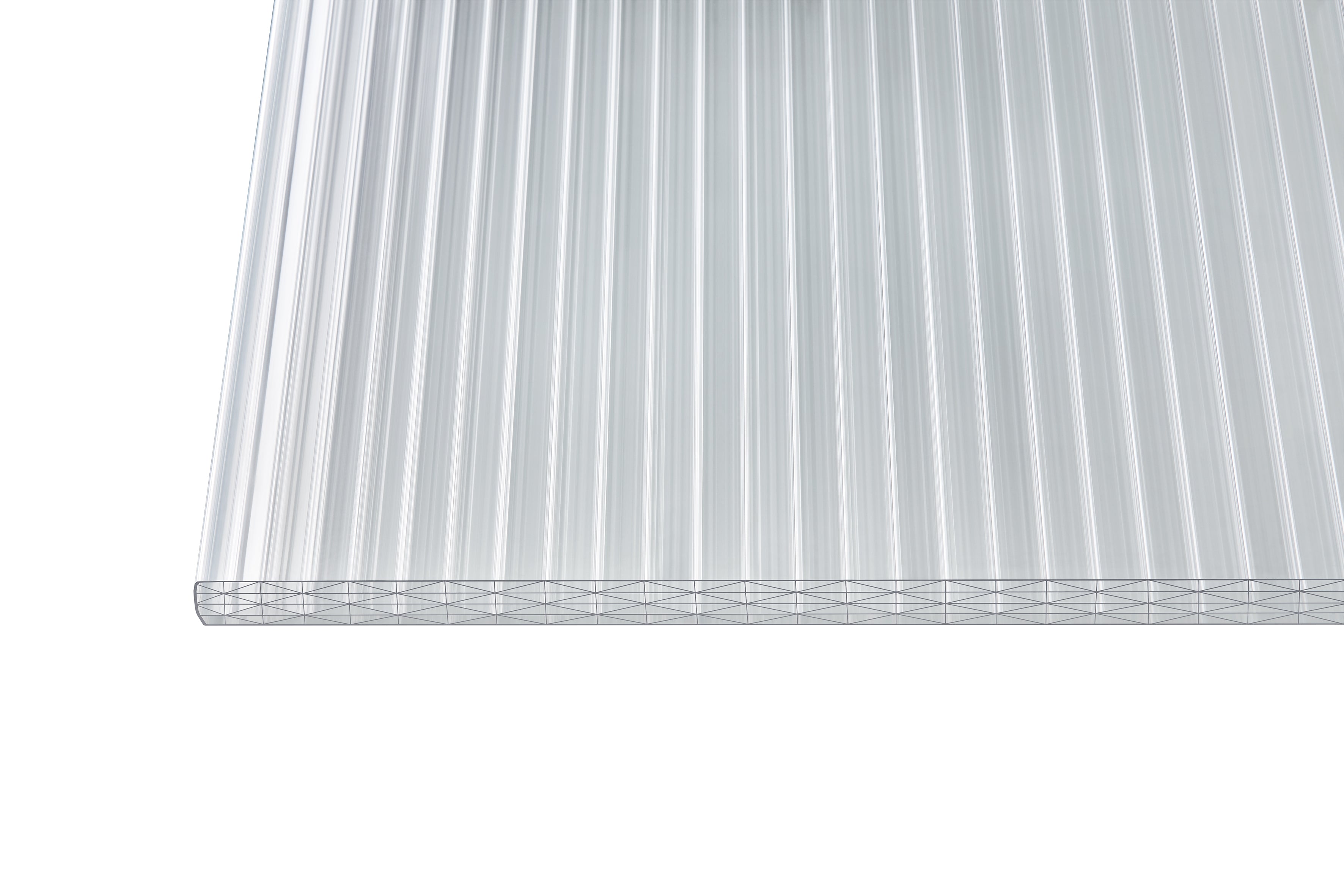 Stegplatte Polycarbonat sun stop 25 – 25mm, 980mm Breite, Opal / weiß – Produktbild freigestellt