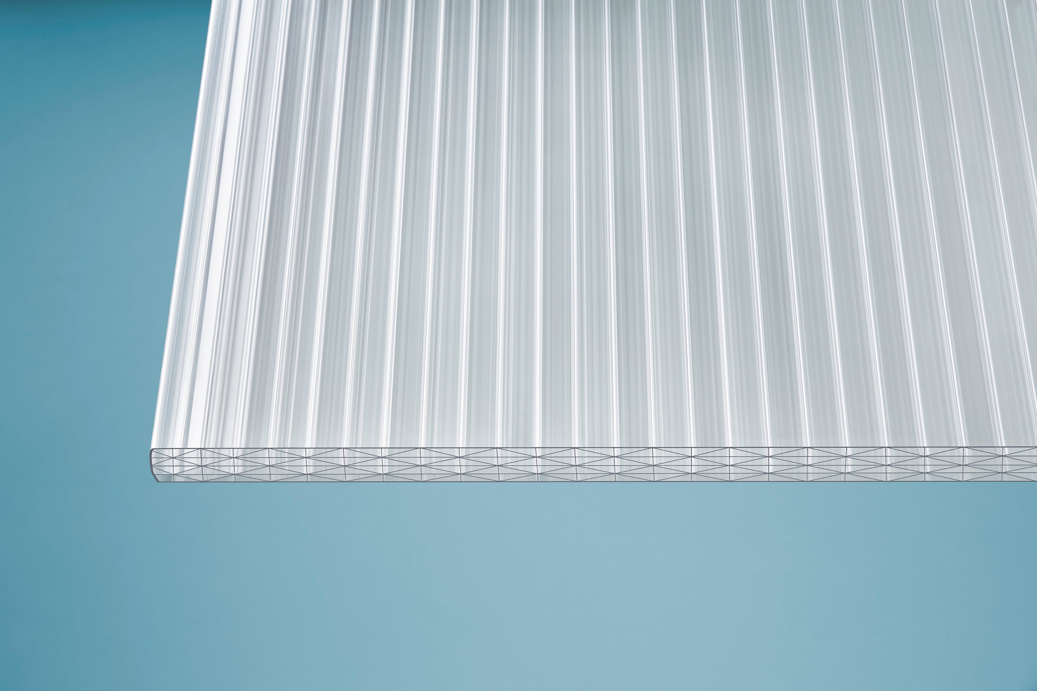 Stegplatte Polycarbonat sun stop 25 – 25mm, 980mm Breite, Opal / weiß – Produktansicht 3
