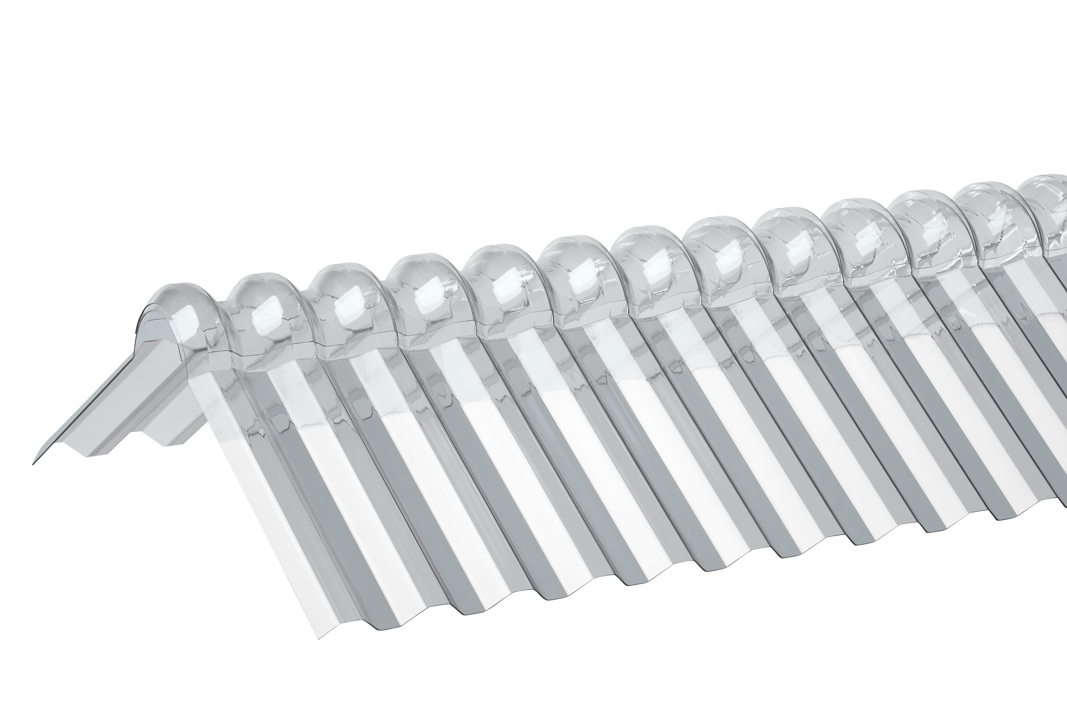 Wellfirsthaube Trapez 76/18 – 280mm Breite, Klar kaufen – Produktbild freigestellt